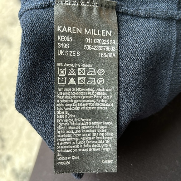 KAREN MILLEN Knit Navy & cream with Gold zipper Dress size S. Very well made. - Picture 6 of 6